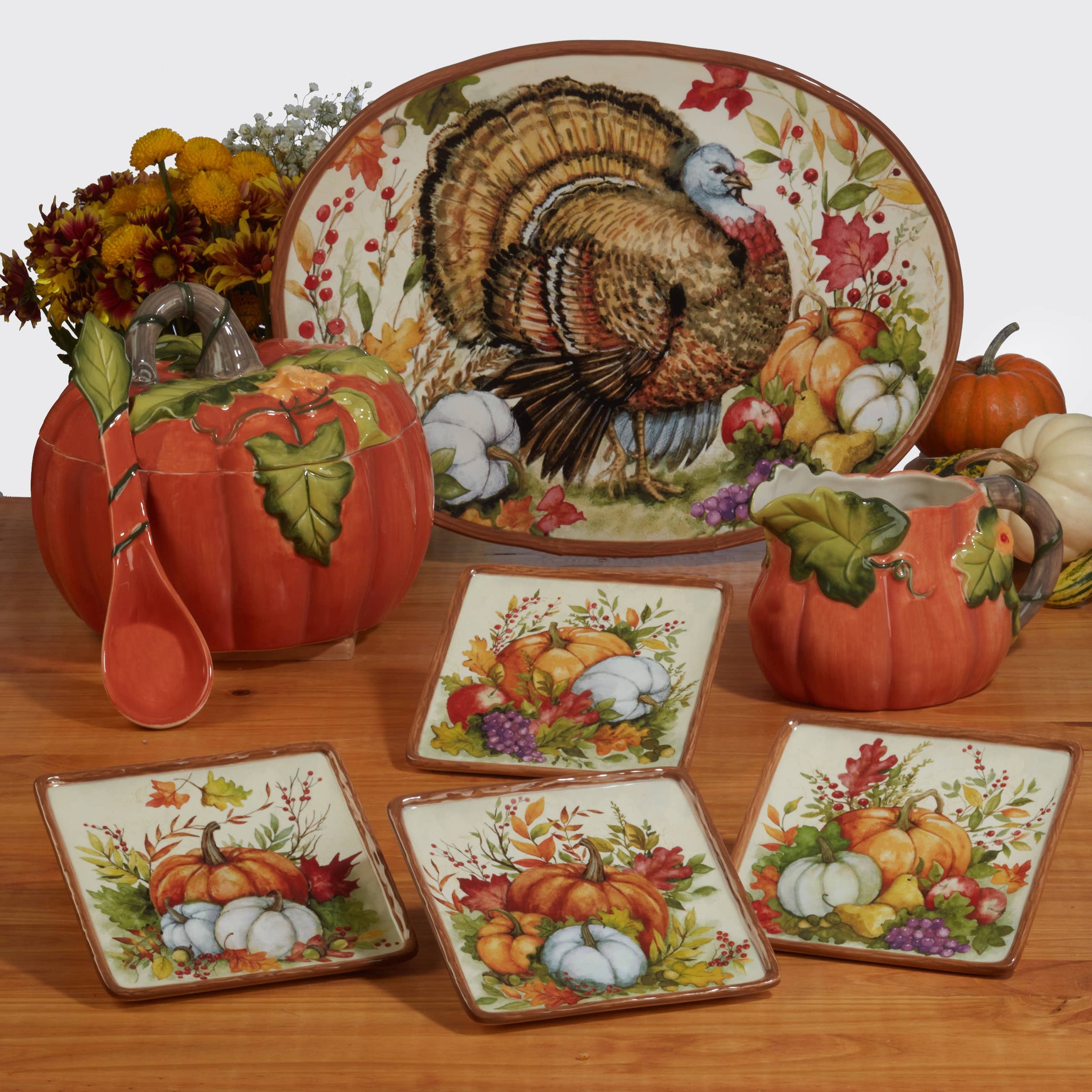 Certified International Harvest Blessings oval turkey platter